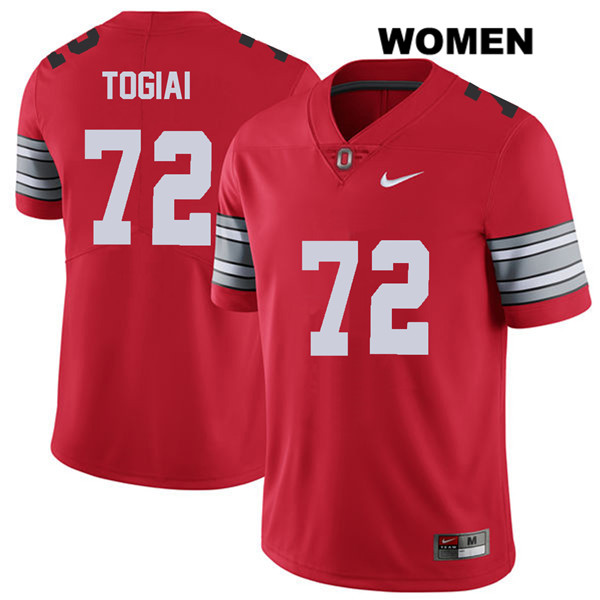 Ohio State Buckeyes Women's Tommy Togiai #72 Red Authentic Nike 2018 Spring Game College NCAA Stitched Football Jersey VC19A76HF